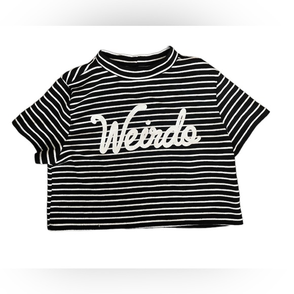 Weirdo Stripped Short Sleeve Cropped Turtleneck Divided H&M Small - Picture 1 of 2